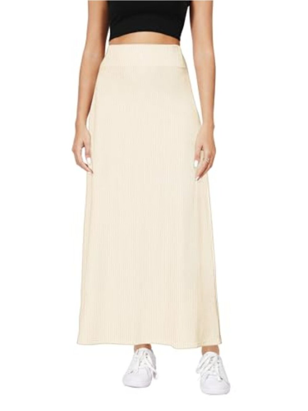 Women's Stretchy Elastic Waist A-Line Maxi Skirt